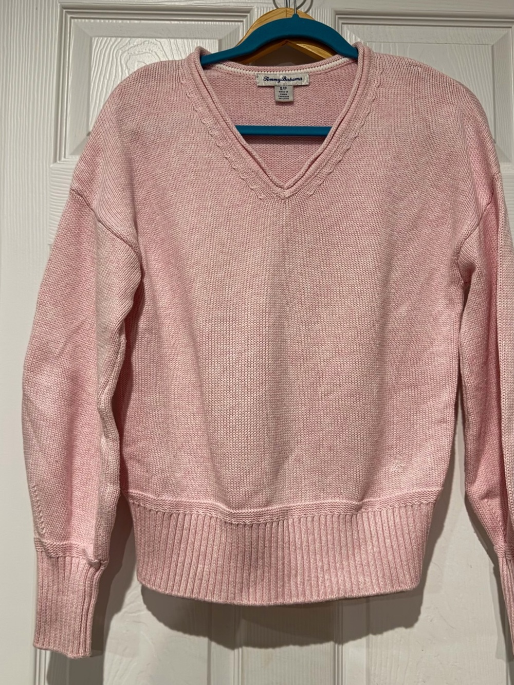 Tommy Bahama Light Pink V-Neck Knit Sweater